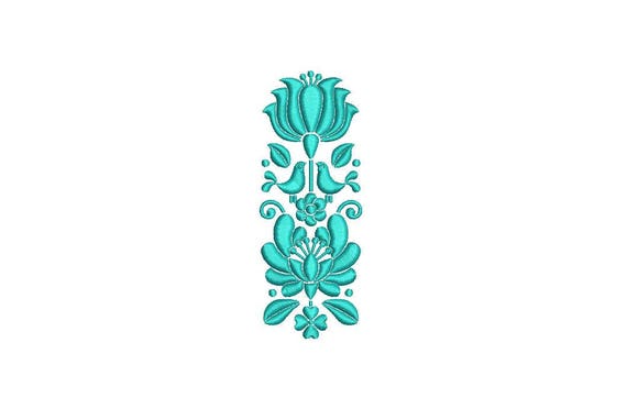 Folksy Floral Motif Machine Embroidery File design 4 x 4 inch hoop - Flower Embroidery