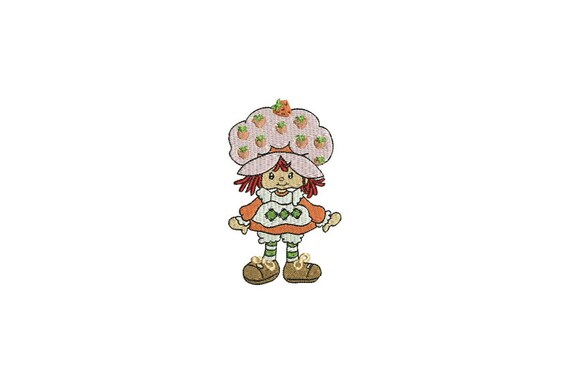 Whimsical Vintage Strawberry Doll Machine Embroidery File design 4x4 inch hoop - instant download