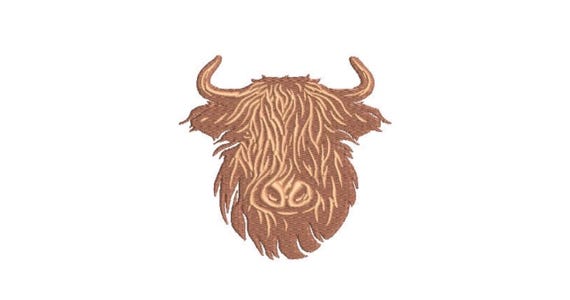 Highland Cow Embroidery -  Machine Embroidery File design -  4x4 inch hoop - Cow Design - instant download - Farm Embroidery