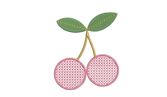 Cross Stitch Cherries - Machine Embroidery File design - 4 x 4 inch hoop - Instant Download - Cherries Embroidery