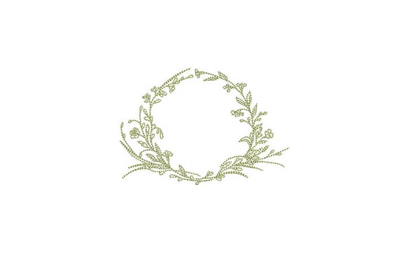 Simple Vine Wreath Wreath- Machine Embroidery File design - 4x4 inch hoop - monogram Frame - Instant download