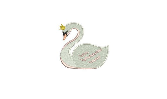 Simple 6cm White Swan Machine Embroidery File design 4x4 inch or 10cm x 10cm hoop