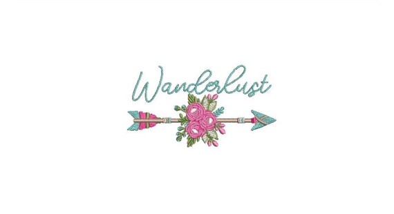 Wanderlust Rose Arrow Machine Embroidery File design - 4x4 inch hoop - Bohemian Embroidery Design