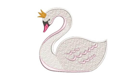 Swan Machine Embroidery File design 5x7 inch or 13x18cm hoop - Simple Swan Embroidery File