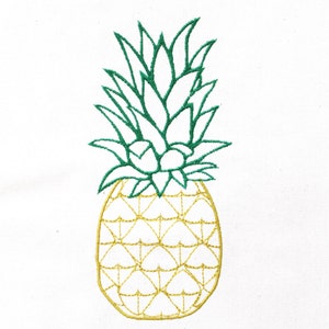 Pineapple Embroidery - Machine Embroidery Tropical Summer Pineapple Embroidery File design 5x7 hoop