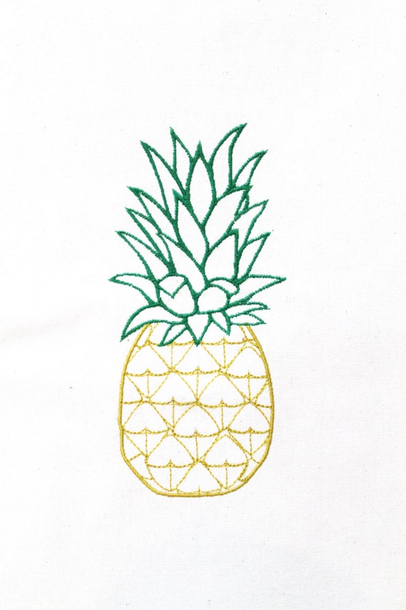Pineapple Embroidery - Machine Embroidery Tropical Summer Pineapple Embroidery File design 5x7 hoop