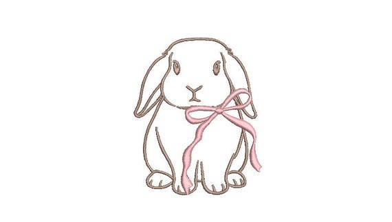 Lop Eared Bunny Machine Embroidery design - 10cm tall - 4x4 inch hoop - Rabbit Embroidery - Easter Design