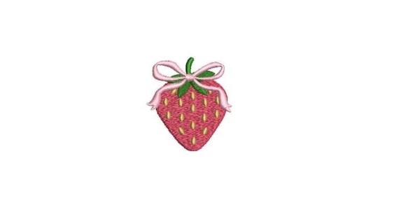 Mini Bow Strawberry Embroidery Design - Machine Embroidery Download - Strawberry Bow File - 2 inches