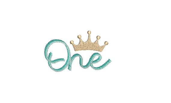 Chainstitch ONE Crown - First Birthday-  Machine Embroidery File design - 4x4 hoop - embroidery design - Chain Stitch