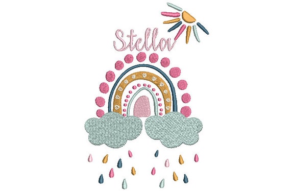 Rainbow Sun Machine Embroidery File design  - 5 x 7 inch hoop sideways - Rainbow Embroidery Design