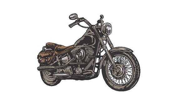 Vintage Motorcycle Machine Embroidery Design -  Urban Machine Embroidery File design - 8x8 inch hoop - instant download