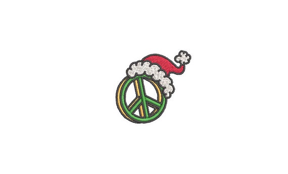 Peace Santa Hat Embroidery Design - Mini 5cm Embroidery File design - 4x4 hoop