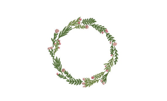 Simple Flower Wreath Machine Embroidery File design - 5x7 inch hoop - Monogram Frame Embroidery Design