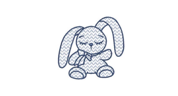 Chevron Bunny Rabbit  - Machine Embroidery File design 4 x 4 inch hoop - Easter Embroidery Design