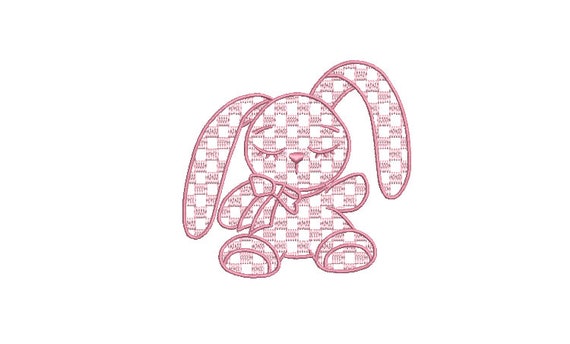 Check Bunny Rabbit  - Machine Embroidery File design 4 x 4 inch hoop - Easter Embroidery Design