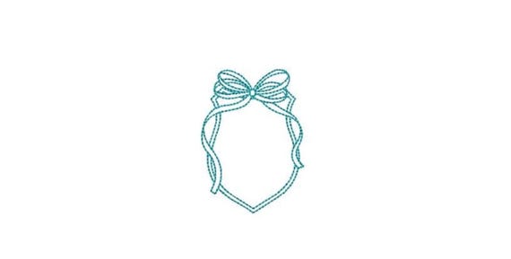 Bow Monogram Frame - Machine Embroidery File design - 3x3 inch hoop - Bow Emblem Two