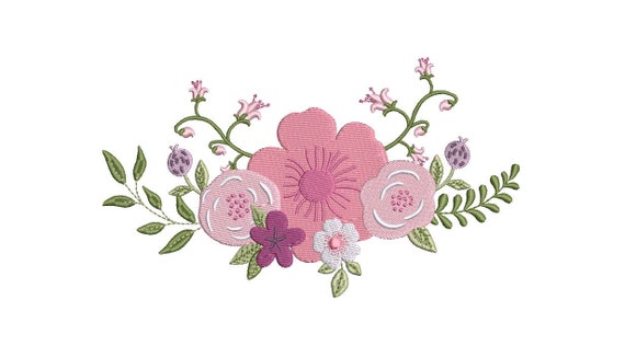 Lilac Floral Embroidery -  Wreath Machine Embroidery File design - 5x7 inch hoop - instant download