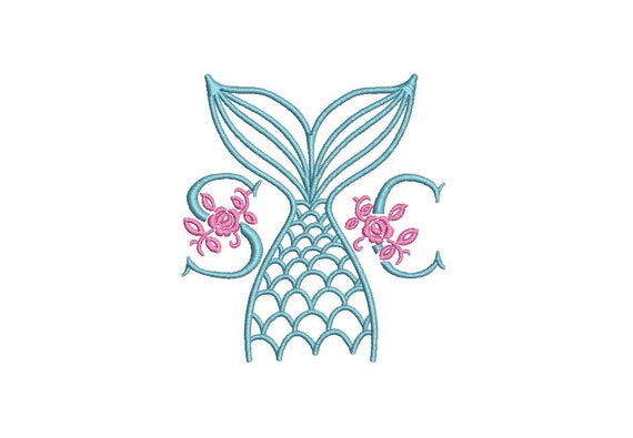 Mermaid Tail Embroidery Design - Mermaid Machine Embroidery File design - 4x4 inch hoop