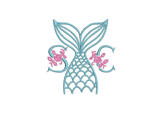 Mermaid Tail Embroidery Design - Mermaid Machine Embroidery File design - 4x4 inch hoop