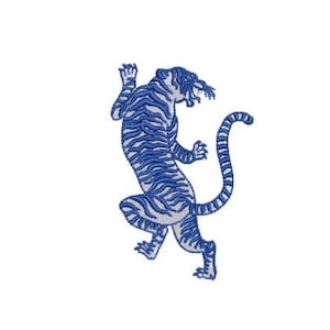 Blue Tiger Machine Embroidery File design - 4x4 inch hoop - Chinoiserie Embroidery Design