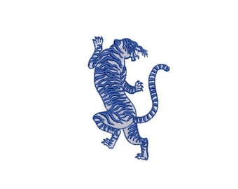 Blue Tiger Machine Embroidery File design - 4x4 inch hoop - Chinoiserie Embroidery Design