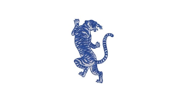 Blue Tiger Machine Embroidery File design - 4x4 inch hoop - Chinoiserie Embroidery Design