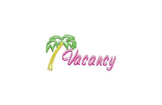 Neon Palm Tree Motel vacancy  - 3D Neon Sign - Machine Embroidery File design 4 x 4 inch hoop
