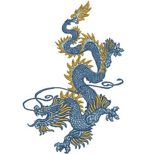 Chinoiserie Dragon Embroidery Design -  Urban Modern Machine Embroidery File design - 5x7 inch hoop - instant download