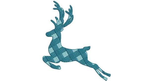 Plaid Deer Christmas Embroidery - Xmas Machine Embroidery File design - 5x7 hoop - Christmas Deer - instant download