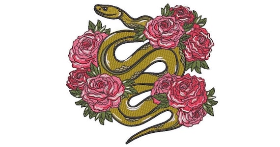 Snake Roses Embroidery Design -  Urban Machine Embroidery File design - 8x8 inch hoop - instant download