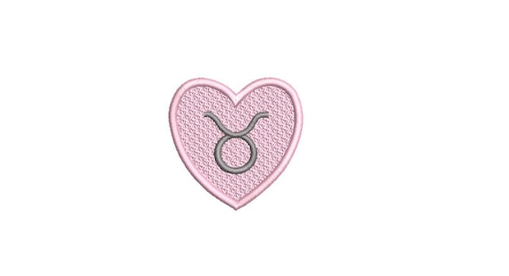 Taurus Heart Patch Zodiac Embroidery Design -  Machine Embroidery File designs - 4x4 inch hoop - instant download - Star Signs Embroidery