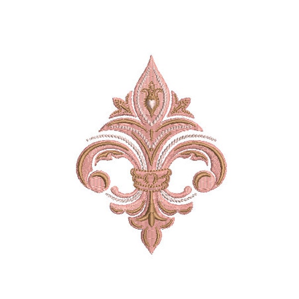 Broderie Heart Fleur De Lis - Machine Embroidery File design - 4 x 4 pouces hoop - téléchargement instantané