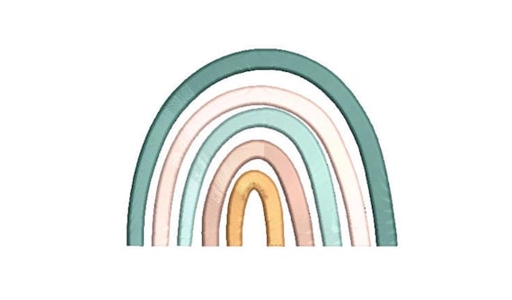 Boho  Rainbow - Machine Embroidery File design - 5x7 inch hoop - Monogram Frame - Satin Stitch Rainbow Embroidery Design