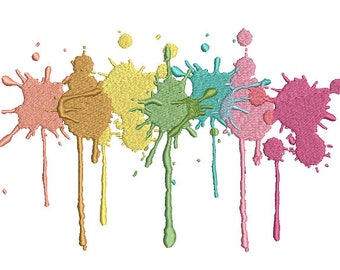 Pastel Peinture splatter machine broderie fichier Design-cerceau de 8 x 7 pouces-téléchargement immédiat