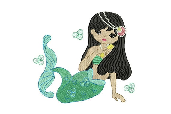 Mermaid Machine Embroidery File design - 7x12 inch or 18x30cm hoop mermaid in the hoop embroidery - instant download