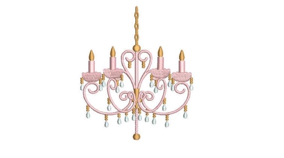 Chinoiserie Chic - Pastel Chandelier Machine Embroidery File design  - 4x4 inch hoop