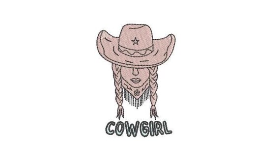 Cowgirl Illustration Machine Embroidery File design - 4x4 inch hoop - Western Design
