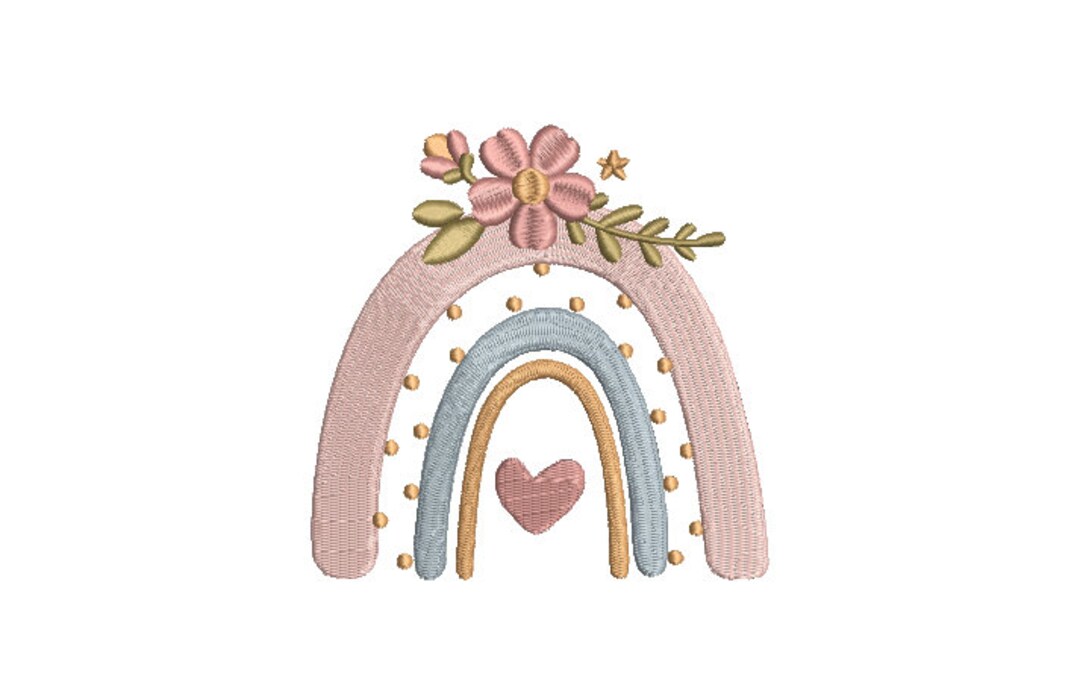 Pretty Rainbow - Machine Embroidery File Design - 4x4 Inch Hoop ...