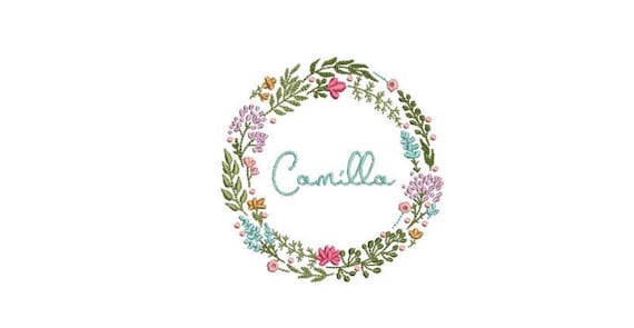 Boho Wildflower Wreath- Machine Embroidery File design - 4x4 inch hoop - monogram Frame - Instant download