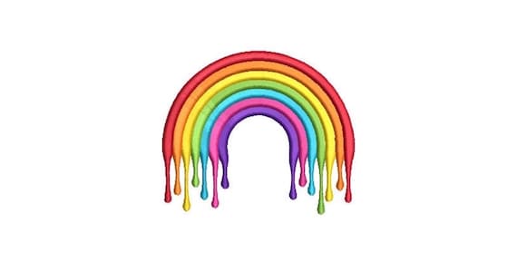Paint Drips Rainbow - Machine Embroidery File design - 4x4 inch hoop - Monogram Frame - Rainbow Embroidery Design