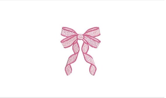 Pink Ribbon Bow Machine Embroidery File design - 3 x 3 inch hoop - Monogram Design - Bow embroidery Design