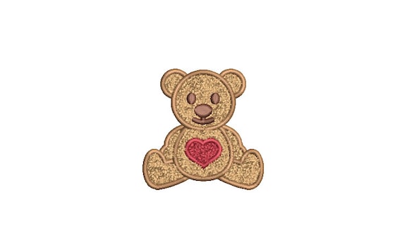 Chenille Teddy with Heart used with 3D Puffy Foam - Machine Embroidery File design 3x3 inch hoop - 3 inch size design