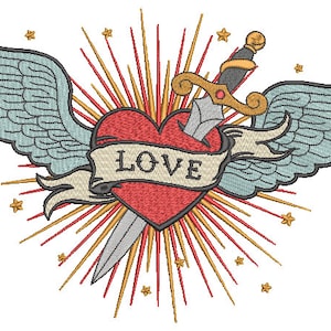 Love Wings Embroidery Design - Machine Embroidery Feathered Wings Machine Embroidery File design 8x12 inch hoop