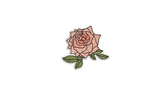 Peachy Rose Patch Machine Embroidery File design - 4 x 4 inch hoop - Rose Patch Embroidery Design