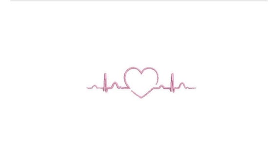 Heartbeat Machine Embroidery File design  - 4x4 inch hoop - Valentines Embroidery Design - Heart embroidery
