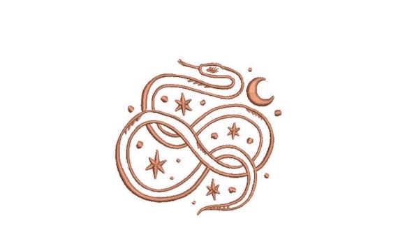 Celestial Mystical Moon Stars Snake Machine Embroidery File design 4 x 4 inch hoop - instant download