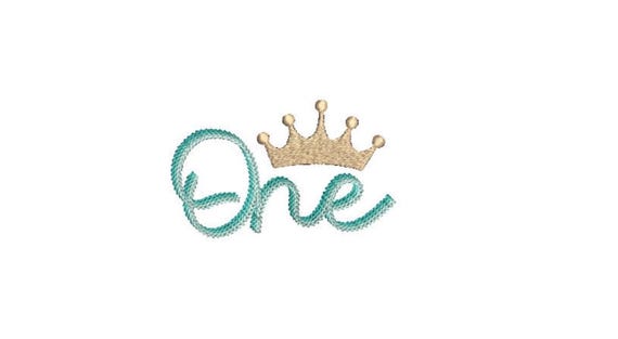 Chainstitch ONE Crown - First Birthday-  Machine Embroidery File design - 4x4 hoop - embroidery design - Chain Stitch
