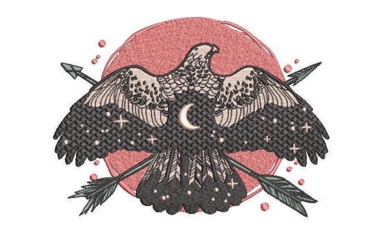 Bohemian Eagle Machine Embroidery File design - 5x7 inch hoop - instant download - Eagle Design