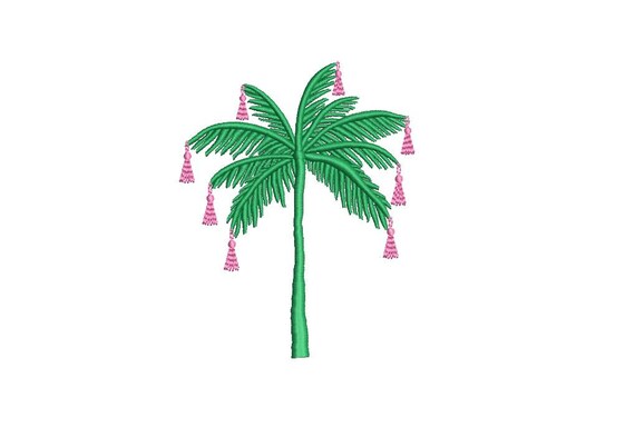 Tassel Palm Tree - Machine Embroidery File design - 4 x 4 inch hoop - Chinoiserie Chic