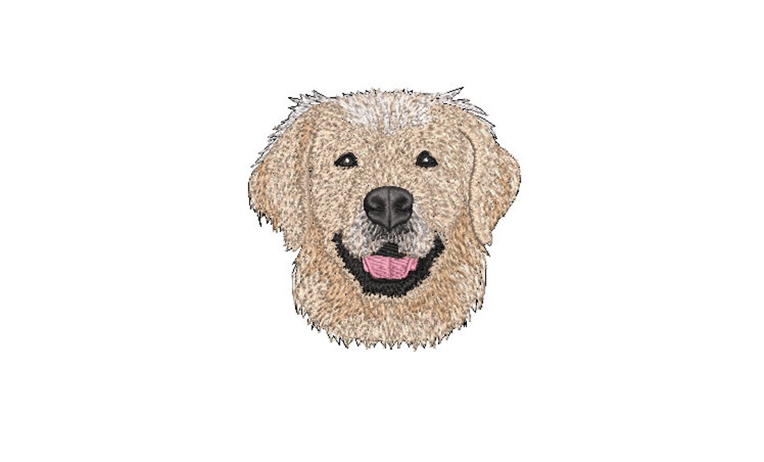 Golden Retriever Portrait Machine Embroidery File Design - 4x4 Inch ...